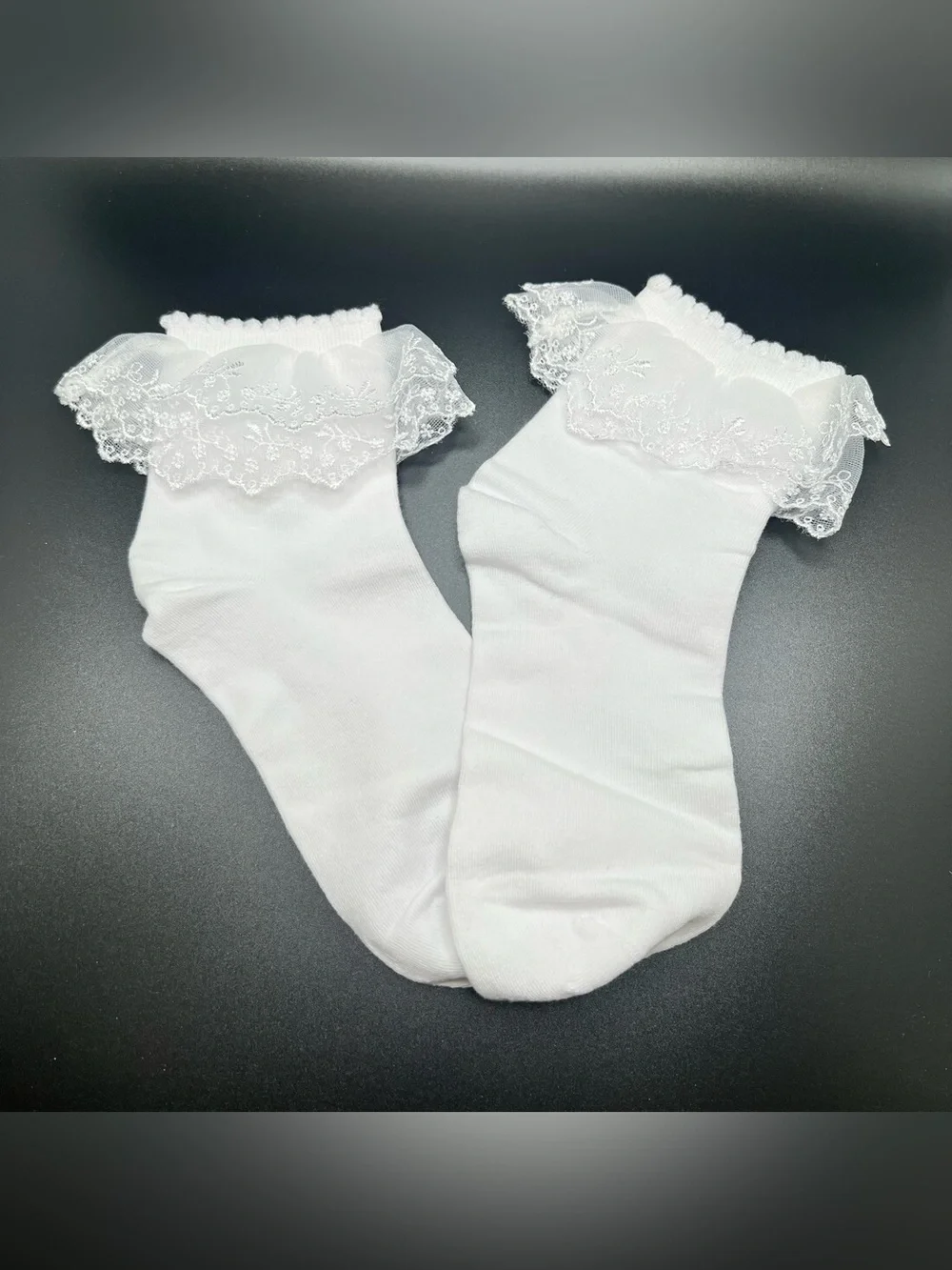 White Lace Ruffle Ankle Socks - Women